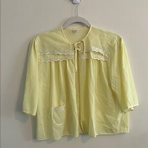 Vintage Nylon Bed Jacket Nightgown Yellow Lace Sabrina Carpenter Coquette 50s 60